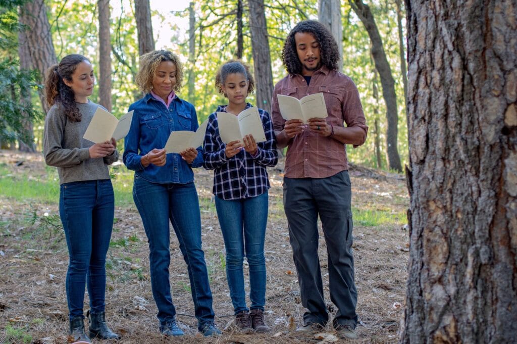A family reads a Eulogy at a memorial service