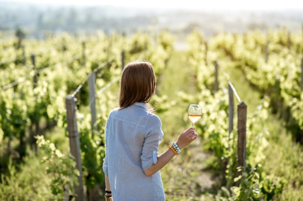 A woman at a winery near Yosemite Gateway Memorial Forest