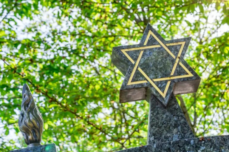 the symbol of Judaism displayed at a jewish memorial service