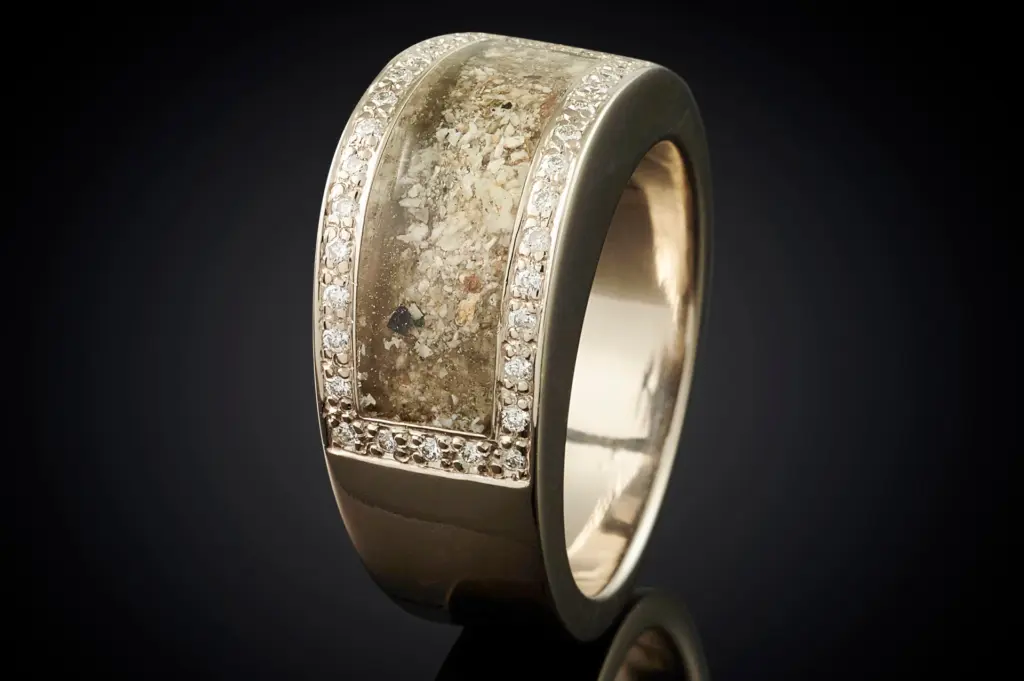 A ring made from ashes of a deceased loved one