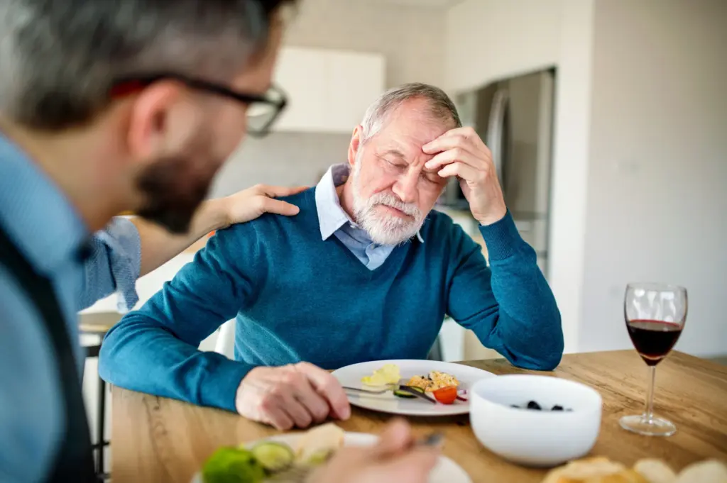 A woman eats a healthy meal to heal her grief